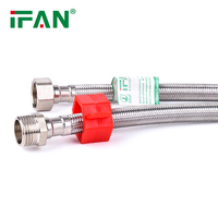 Tuyau tressé en acier inoxydable IFAN pour plomberie commerciale, pour salle de bain et cuisine, 1/2 pouce, 30-60 cm, 200 psi, installation facile