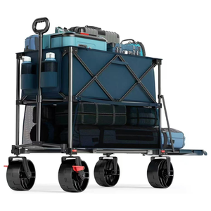 Large Capacity Collapsible Double Decker Wagon Heavy Duty <b>Folding</b> Cart <b>with</b> Tailgate, Foldable Utility Wagons - Product Image 1
