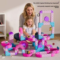 Circuit de Voiture Anti-Gravité DIY en Blocs de Construction Plastiques Magic Cube, Jouet Train Électrique Haute Vitesse pour Fille
