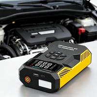 Démarreur de voiture multifonctionnel 4-en-1, pompe à air, lampe de poche, batterie externe, affichage numérique 12V pour voiture/moto/vélo