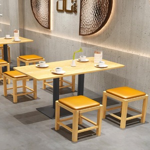 Sgabello personalizzato Coffee Shop hamburger ristorante Dessert Fast Food divano stand in legno massello sedia da tavolo uso commerciale - Product Image 3