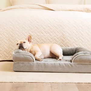 Lits orthopédiques pour chiens, <span class=keywords><strong>lit</strong></span> pour animaux de compagnie en mousse à mémoire de forme imperméable avec côtés, antidérapant et en mousse alvéolée, grand matelas pour canapé pour <span class=keywords><strong>chien</strong></span> - Product Image 1