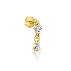 Hainon Boucles d'oreilles en argent sterling 925 à la mode en zircon géométrique Boucles d'oreilles en or Boucles d'oreilles classiques pour femmes <span class=keywords><strong>X343</strong></span> - Product Image 2