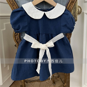 Nouvelle <span class=keywords><strong>Robe</strong></span> Mère-<span class=keywords><strong>Fille</strong></span> Tendance Estivale Style Coréen avec Col Claudine et Ceinture Nœud pour Tenues Assorties Parent-Enfant - Product Image 5