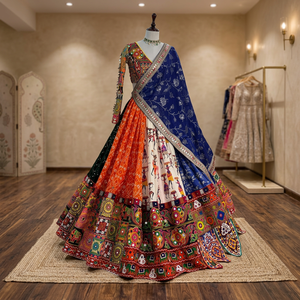 Traditional Cotton <b>Lehenga</b> Choli Set with Hand Drawn Print and Dupatta for <b>Women</b> Wedding Wear India Pakistan Style - Product Image 4
