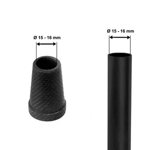 Puntali Antiscivolo per Bastoni da Passeggio 16-15 mm (x4 pz), Puntali in Gomma Nera per Bastoni da Passeggio KMINA K10037 - Product Image 4
