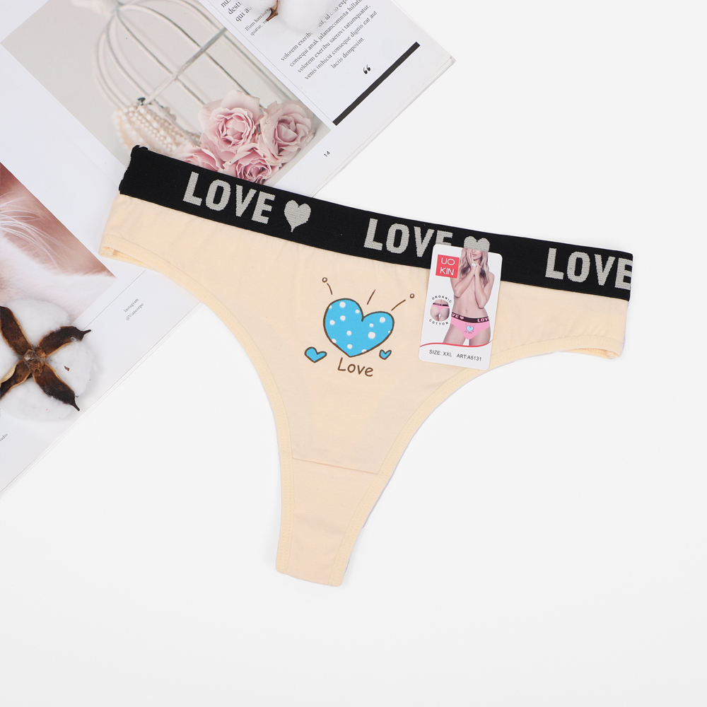 Wholesale Sexy Thongs Panties Carding Cotton Cute Girls Low Waist Tanga Underwear in Dozen Package 12 Pcs for Bulk Sale