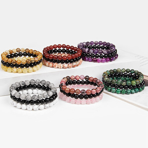 3pcs Set Natural Stone Crystal Bracelet 8mm Turquoises Rose Quartz Beads Bracelet Beaded Healing Energy Bracelet pour Femmes Hommes - Product Image 2