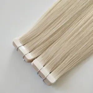 Wholesale Double Drawn Russian Skin Weft Mini Tape Hair Extension 100% Human Hair European Hair Invisible Tape In Extensions