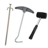20PK Piquets de tente en acier, diamètre 6 mm, longueur 23 cm, avec sac de transport 57298BAG #   Kit de tente de camping toutes saisons