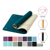 Sansd personnalisé trou de suspension lac bleu plage marron tapis de Yoga de haute qualité perforé Pilates exercice tapis de Yoga avec oeillets