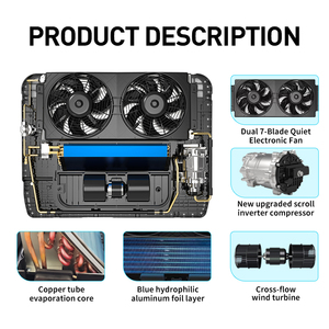 Double ventilateur Nouvelle technologie Double Scroll Compresseur et ventilateurs Grande surface Évaporateur en cuivre 12/24v Parking Climatiseur <span class=keywords><strong>pour</strong></span> camions - Product Image 3
