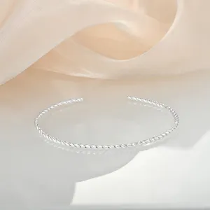 Bracelet minimaliste en argent sterling 925 avec câble torsadé pour hommes et femmes