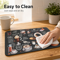Tapis de machine à café en diatomite Jacey, absorbant l'eau, séchage rapide, antidérapant, design café, tapis de bureau 45x55cm pour la cuisine