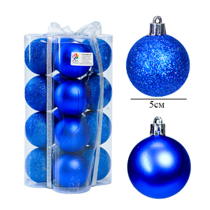 ชุดเครื่องประดับต้นคริสต์มาสปีใหม่ 16 ชิ้น ขนาด 6 ซม. พลาสติกแบบด้านและแบบกลิตเตอร์ สีสันสดใส คุณภาพสูง ไม่แตกหักง่าย - Product Image 4