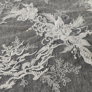Hot Selling Wedding Design White <strong>Sequin</strong> <strong>and</strong> <strong>Beaded</strong> <strong>Embroidery</strong> Tulle Fabric for the Bridal Lace Dress - Product Image 3