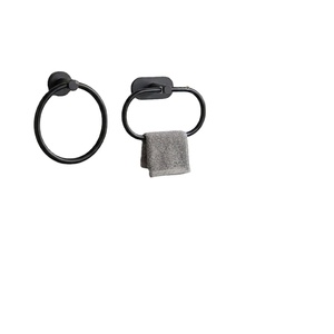 Porte-serviette mural minimaliste noir 8 pouces en alliage de zinc résistant à la rouille pour salle de bain, barre simple - Product Image 1