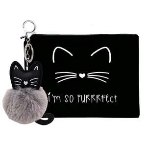 Pencil Bag Makeup Pouch Bag Black Cat Printing