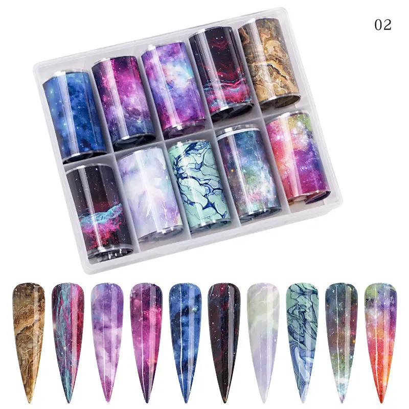 Mix Color Transfer Foil Nail Sticker Animal Snake Skin Marble Starry Sky Pattern Designer Nail Foil Paper press on nail