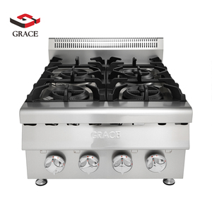 موقد غاز تجاري من الفولاذ المقاوم للصدأ بأربعة مواقد معتمد من CE، موفر للطاقة، يعمل بالغاز المسال/الغاز الطبيعي لمطاعم الوجبات السريعة - Product Image 2
