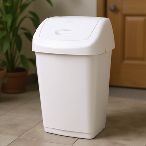 Aurora White Swing Lid Waste Bin 25L <b>Plastic</b> <b>Kitchen</b> Trash Can - Product Image 3
