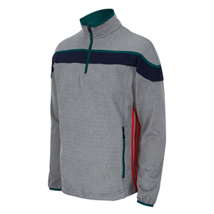 Veste de performance pour homme, gris, à blocs de couleur, avec fermeture éclair quart de tour, manches longues, col montant, en polyester anti-humidité, pour le sport d'automne - Product Image 1