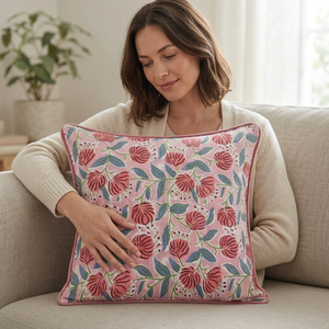 Premium 100% Cotton Handcrafted Anti-Bacteria Washable Luxury <b>Throw</b> <b>Pillow</b> Cover Customizable Floral/Portrait/Festival Patterns - Product Image 1
