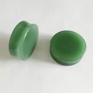 [SE-S781] High Quality Wholesale Double Flared Flat Sides Saddle Round Plugs Green Jasper Stone Ear Gauge Body Piercing Jewelry