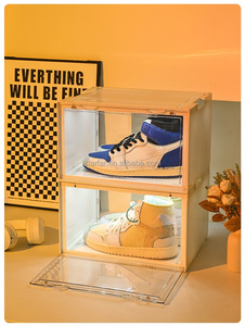 Scatola per Scarpe <span class=keywords><strong>Trasparente</strong></span> con Controllo Vocale e Illuminazione LED, Luce Ultravioletta, Porta Magnetica, Espositore in Acrilico per Scarpe - Product Image 6