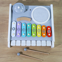Multifunctional Musical Instrument Toy Wooden Piano Xylophone Drum Baby Music Table for Toddlers