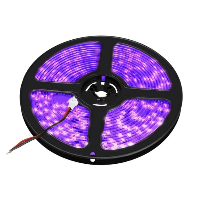 UV LED Strip Light Kit DC12V 60 LEDs/Meter UVA 365nm UV Led Strip Lights 395nm for Fluorescent Dance Party Body Paint Stage