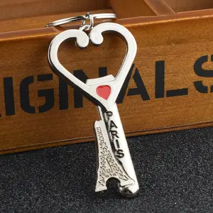Custom Metal Keychain Heart Paris Eiffel Tower Bottle Opener Keychain