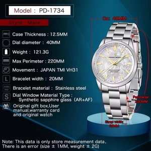 PAGANI DESIGN PD1734 นาฬิกาควอทซ์ผู้ชายรุ่นใหม่ ยี่ห้อดัง กระจกแซฟไฟร์เคลือบ AR กันน้ำ 100 เมตร นาฬิกาข้อมือสแตนเลสสำหรับผู้ชาย - Product Image 6