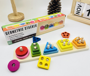 Forma de madeira Geometria Match <span class=keywords><strong>Stacking</strong></span> Tower Classificando DIY Building <span class=keywords><strong>Block</strong></span> Game Criança Montessori Brinquedos Educativos Para Crianças Meninos Meninas - Product Image 4