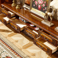 Ensemble de meubles de salon en bois massif et marbre européen, table basse, meuble TV, tiroir, table à thé, style américain, pour la maison, l'hôtel