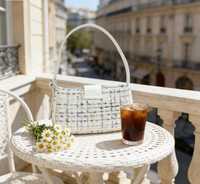 Sacs à main de luxe pour femmes, sacs à bandoulière haut de gamme en tweed à carreaux avec fermeture éclair, sacs à main en PU, logo personnalisé, vente en gros
