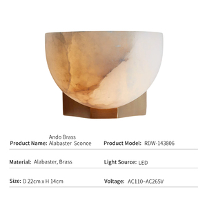 Applique murale en laiton et albâtre naturel, style Ando, <span class=keywords><strong>LED</strong></span>, pour hôtel <span class=keywords><strong>de</strong></span> luxe, chevet et couloir, vente en gros usine transfrontalière - Product Image 4