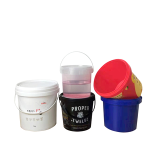 Cubo de plástico vacío de gran oferta con línea de escala de regla para contenedor de almacenamiento de detergente con asa y tapa - Product Image 1