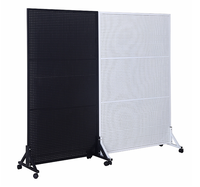 Présentoir mobile à roulettes double face en métal perforé pour quincaillerie, supermarché, magasin de détail, outils, snacks, chaussettes et pièces détachées