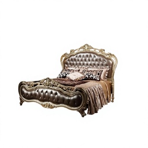 Victorian Style Villa Bed with Side <b>Stools</b> Elegant Teak Wooden Bed for Luxury <b>Bedroom</b> Classic Villa <b>Bedroom</b> Furniture For USA - Product Image 1
