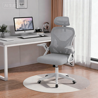 Chaise de bureau ergonomique moderne pivotante en maille avec accoudoirs rabattables et appui-tête pour usage domestique, hospitalier, scolaire et commercial