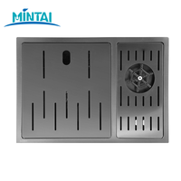 Évier de cuisine rectangulaire artisanal en acier inoxydable 304 Nano Black Diamond avec rince-verre et robinet extractible, finition satin brossé, à poser sous plan, garantie 5 ans