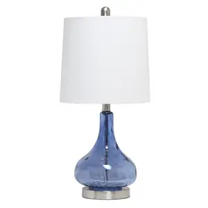 Manufacturer Wholesale Elegant Design Glass Tables Light Lamp White Fabric Led Lamp Drum Shade Night Lights For Bedside