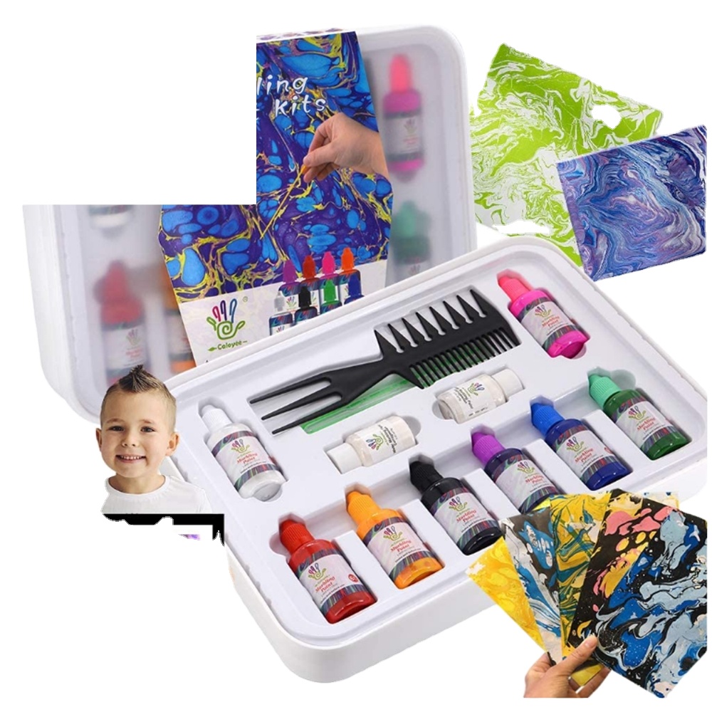Мраморный краски наборы, 8 видов цветов 48 шт. нетоксичный ребенка художественный начинающих на водной основе для живописи