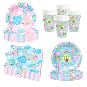 Juego de Vajilla Desechable DAMAI con Temática de Circo, Decoración para Fiestas, Juego de Vajilla Desechable con Plato de Papel y Servilleta de Papel - Product Image 3