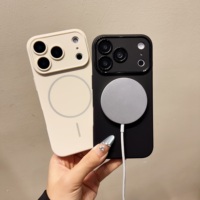 Coque de téléphone pour iPhone 17 Pro Max, couleur unie, effet peau, grande fenêtre, fixation magnétique, compatible avec Apple 16, anti-chute, coque souple 15, 14/13