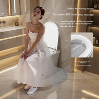 WC intelligent en céramique noir mat minimaliste, à poser au sol, avec chasse d'eau à siphon, pour salle de bain de villa de luxe