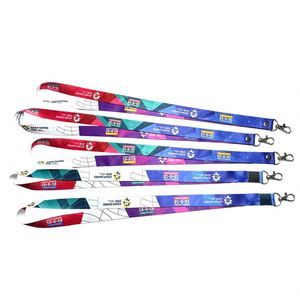 Custom logo Printed Promotional Cheap Polyester Sublimation Heat Transfer Neck Strap Lanyard with <b>Hook</b> for Id Card Holder - Product Image 2