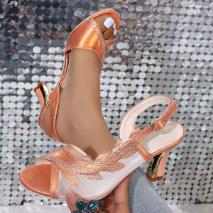 Vendite dirette in fabbrica di <span class=keywords><strong>scarpe</strong></span> con bocca di pesce a rete per donne estive di grandi dimensioni con spazio laterale tacco sottile sandali romani da <span class=keywords><strong>donna</strong></span> - Product Image 4