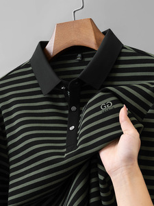 <span class=keywords><strong>Polo</strong></span> <span class=keywords><strong>da</strong></span> <span class=keywords><strong>uomo</strong></span> a manica lunga Premium a mezza età con colletto rovesciato e motivo a righe, abbigliamento Casual autunnale - Product Image 2